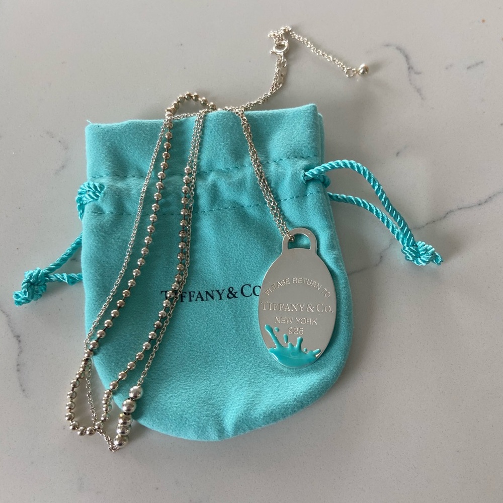 RARE! Tiffany & Co silver & enamel charm necklace